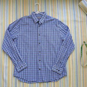 ⭐ Express Fitted blue plaid/checked button down size XL 17 - 17.5